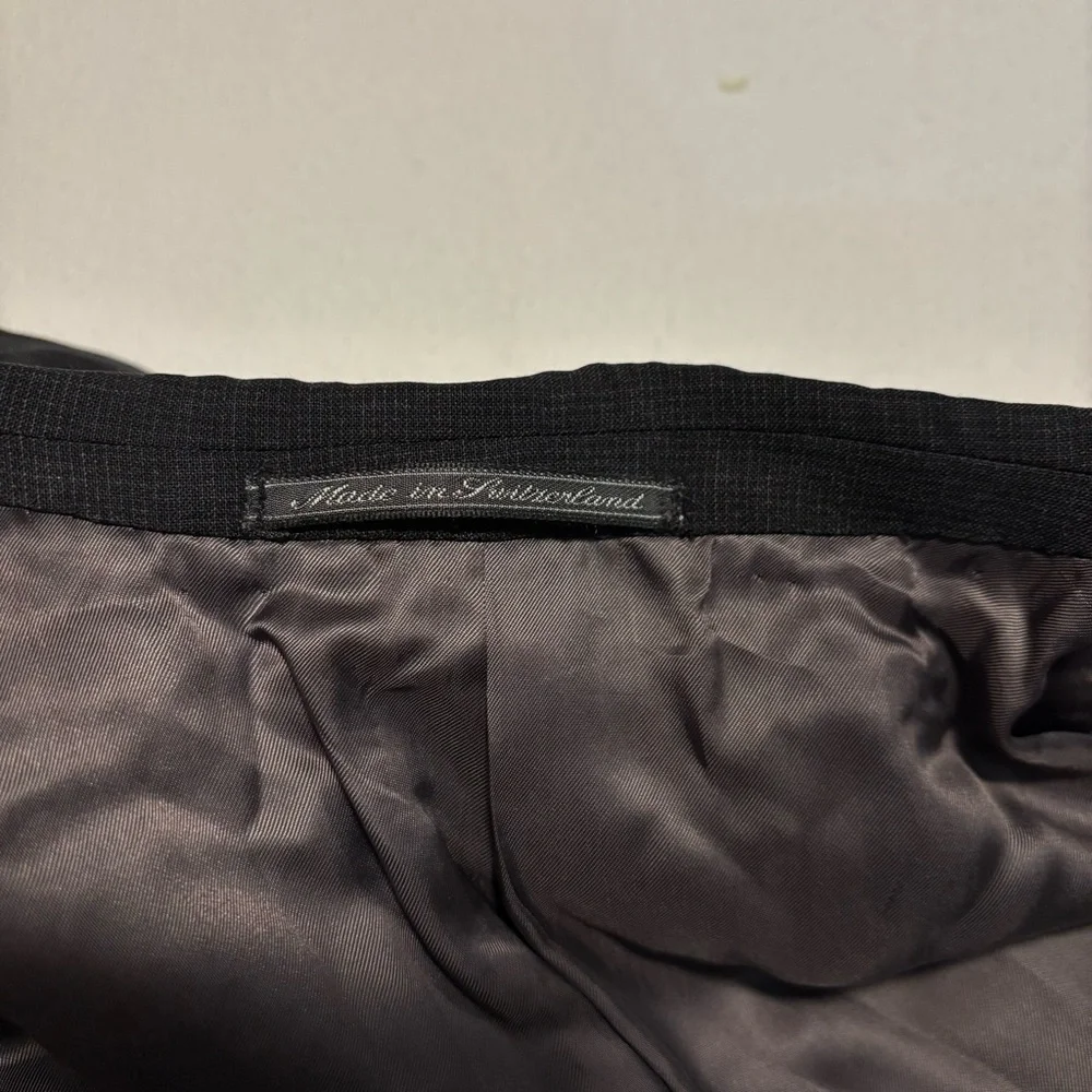 VTG Zegna 42R Taglio Esclusivo Black Check Blazer Double Breasted Italy Y2K